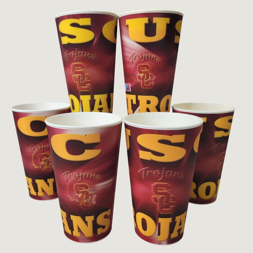VTG USC Trojans Capitol Cups 3D Holographic Spirit Cups 6 NCAA Souvenir Set RARE